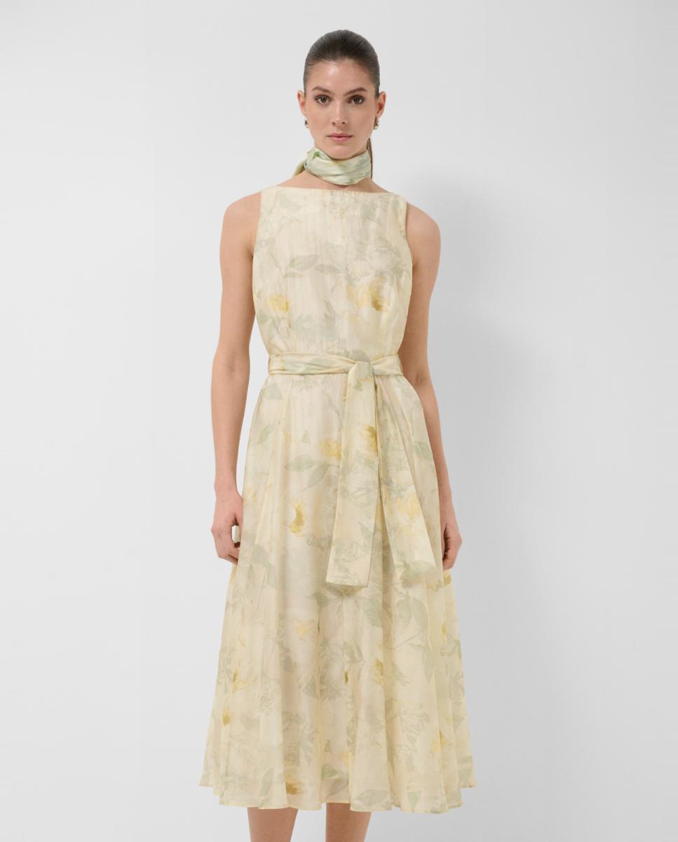 Vestido de Chiffon sem Mangas com Estampado Floral Verde-claro-2