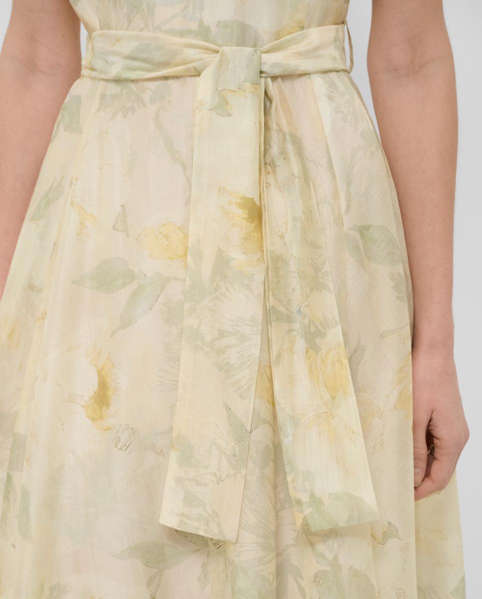 Vestido de Chiffon sem Mangas com Estampado Floral Verde-claro-3