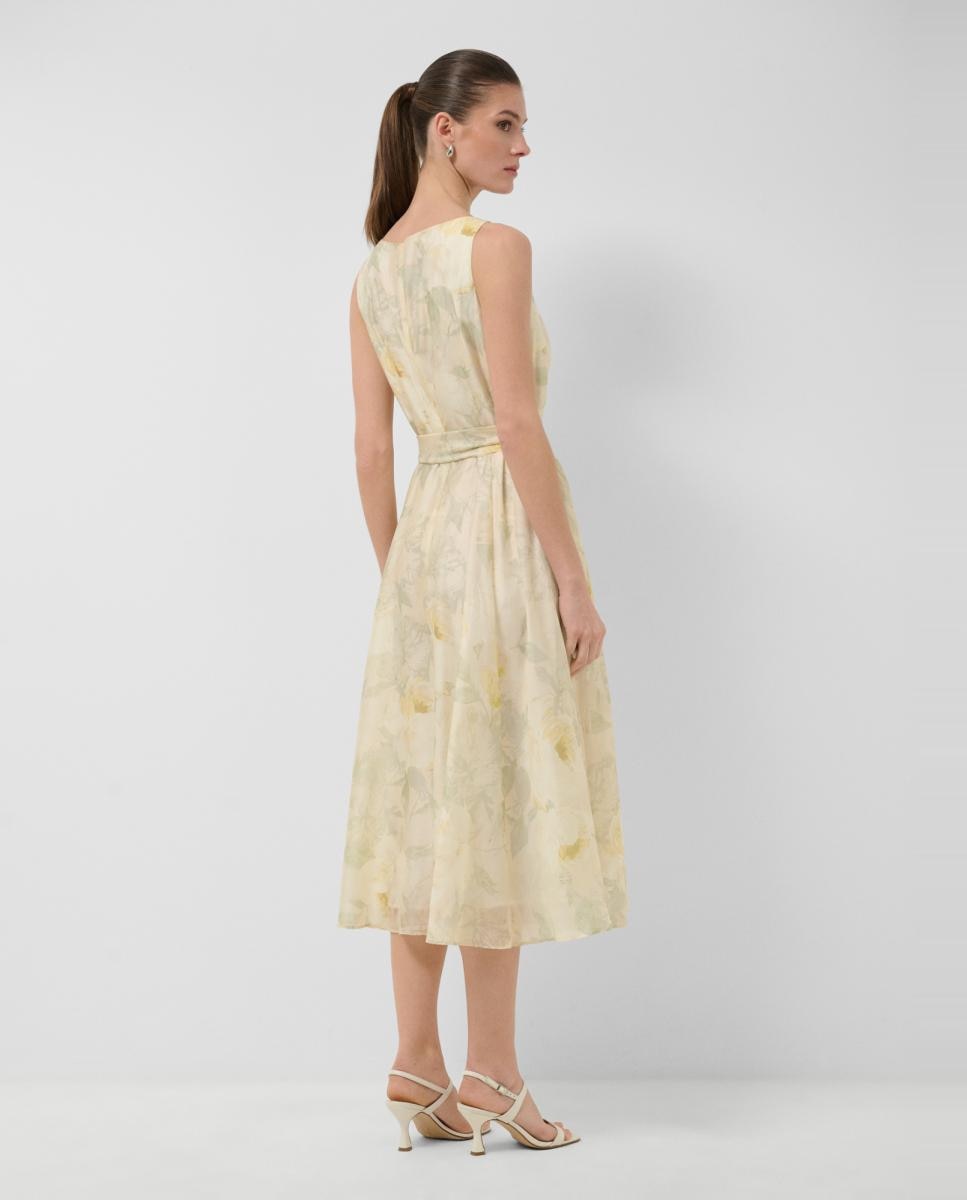 Vestido de Chiffon sem Mangas com Estampado Floral Verde-claro-4
