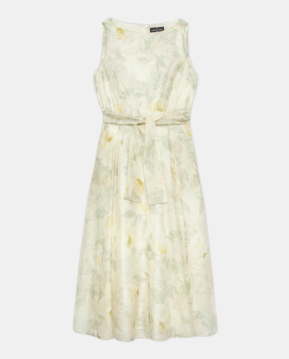 Vestido de Chiffon sem Mangas com Estampado Floral Verde-claro-5