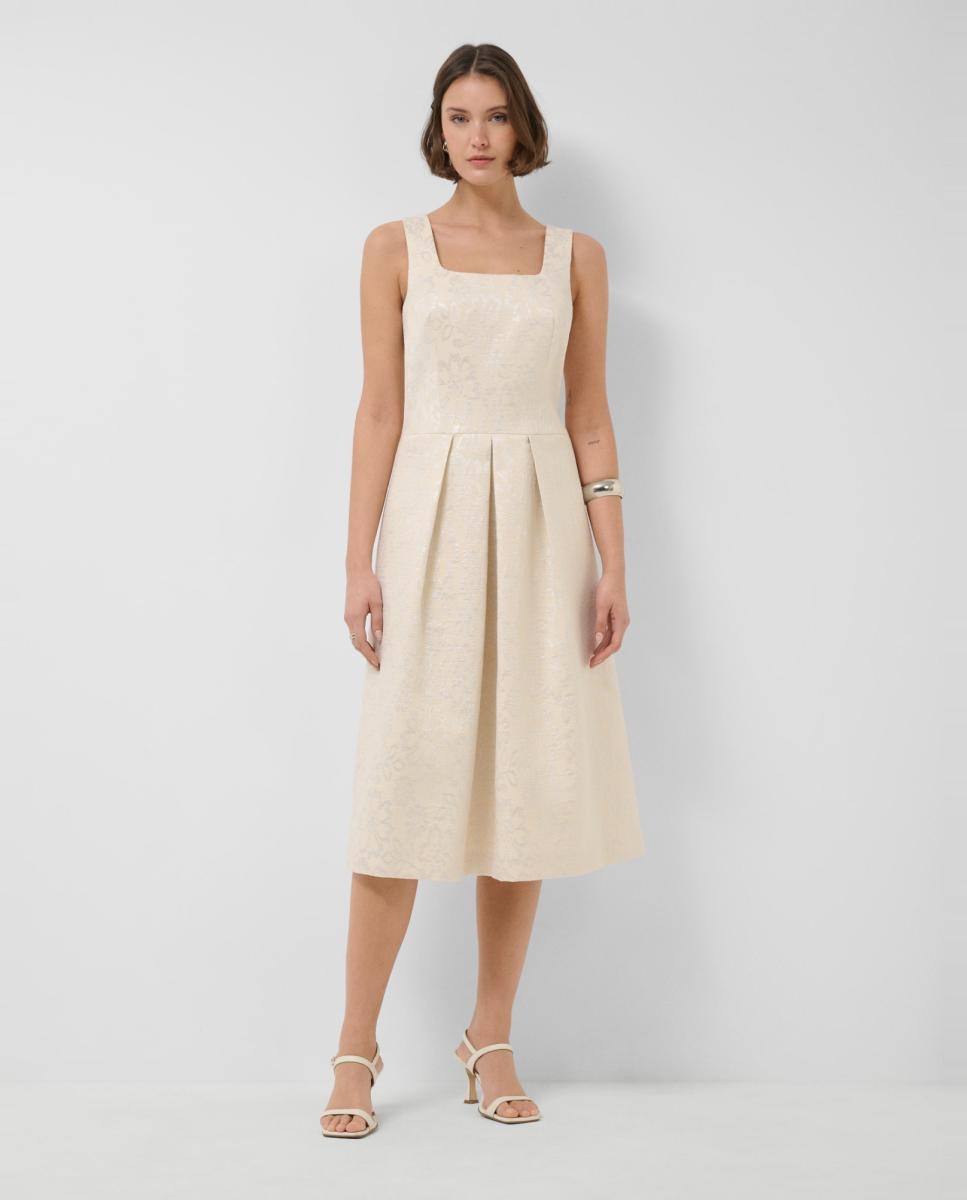 Imagem 0 de Vestido com Manga Cava e Jacquard Floral