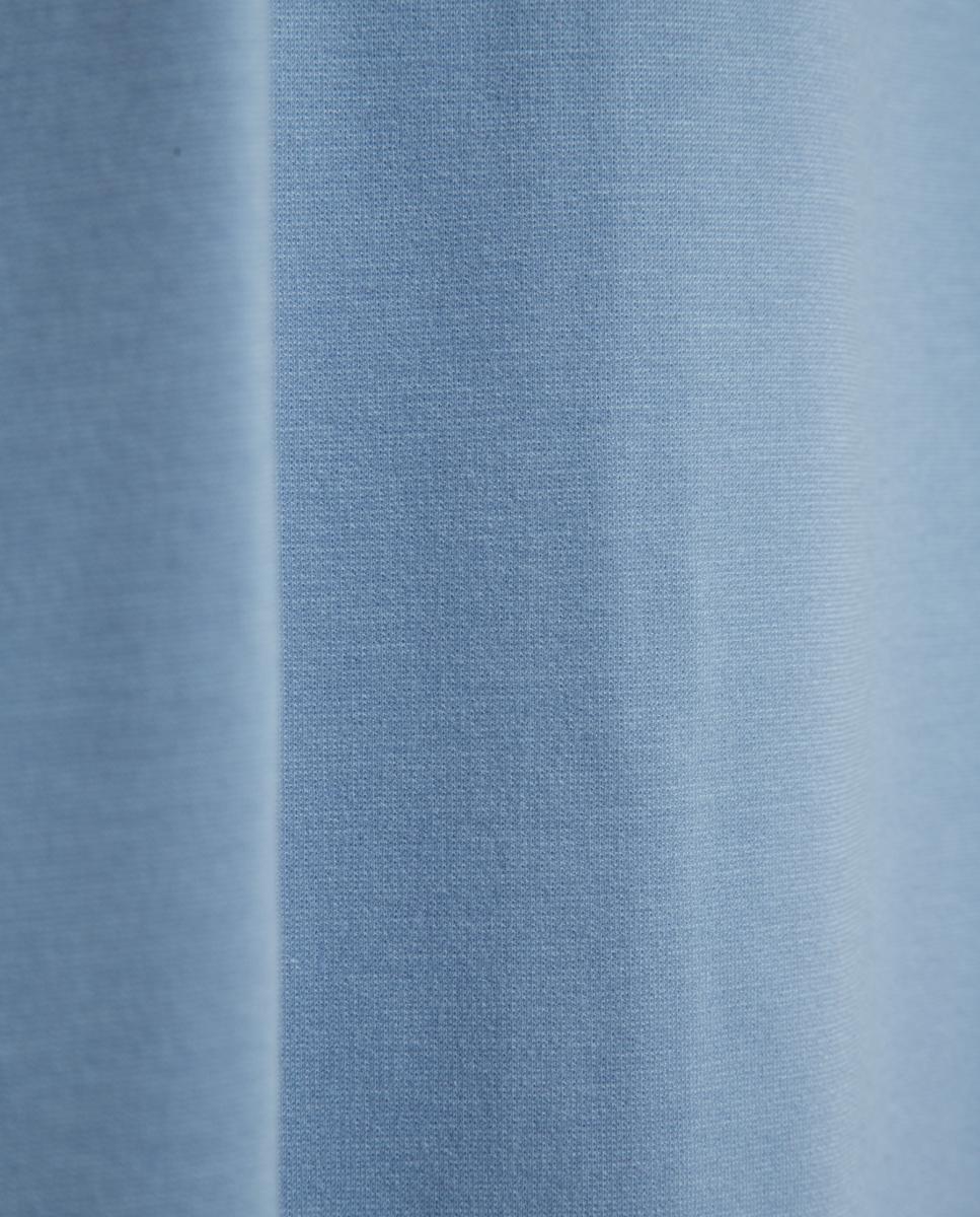 Vestido de Malha Elástica com Manga Comprida Azul-5