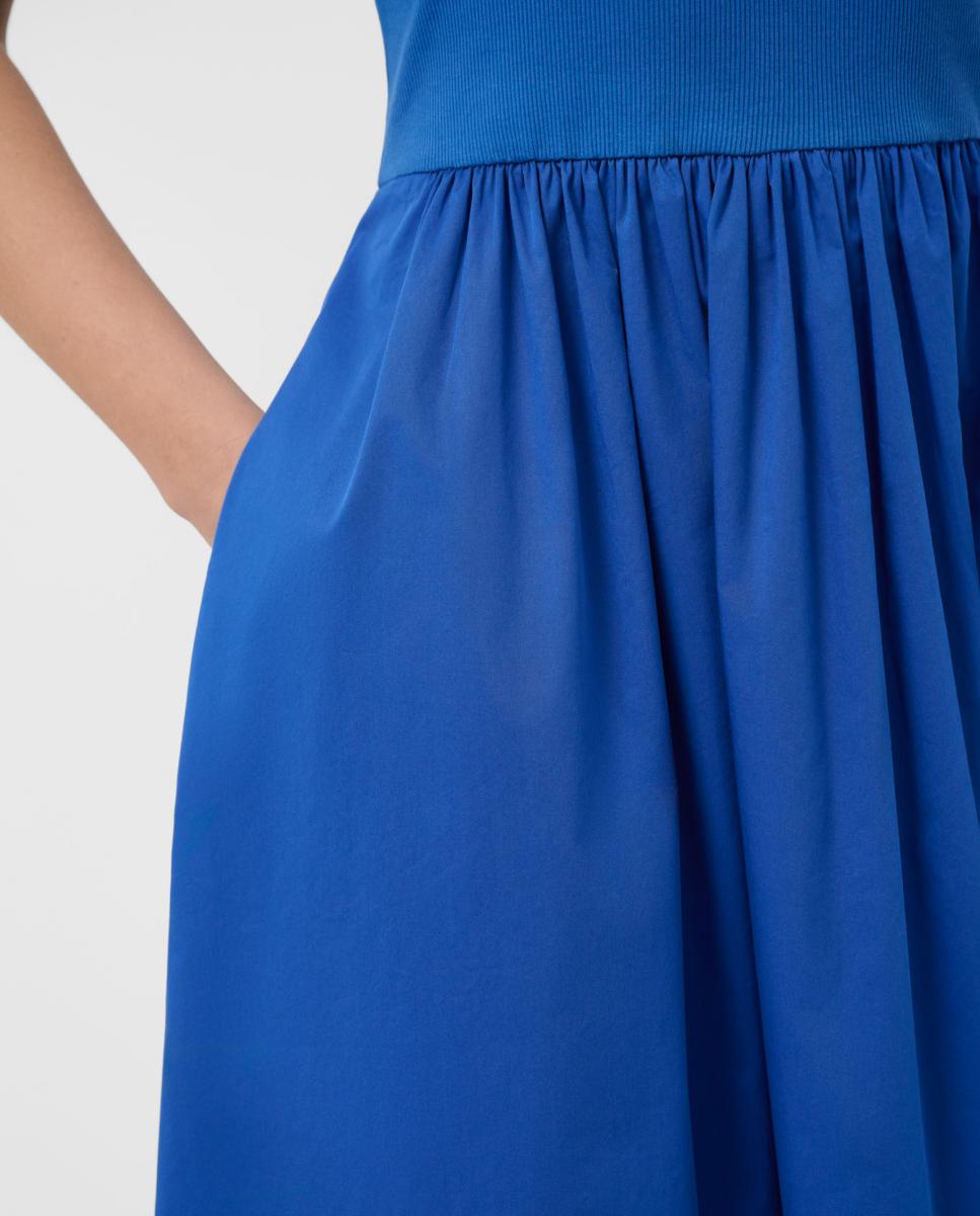 Vestido sem Mangas em Tecido Combinado Azul-índigo-2