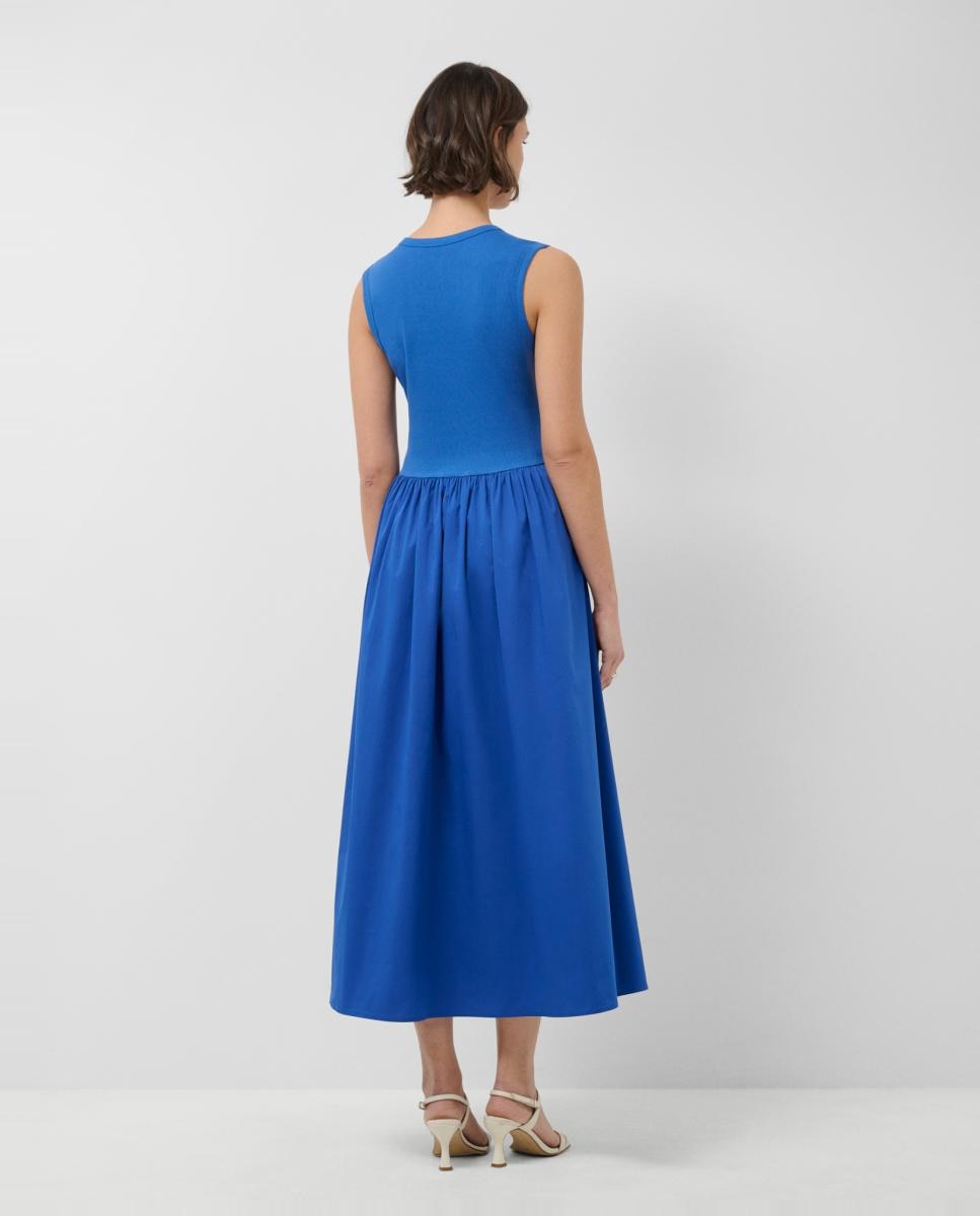 Vestido sem Mangas em Tecido Combinado Azul-índigo-4