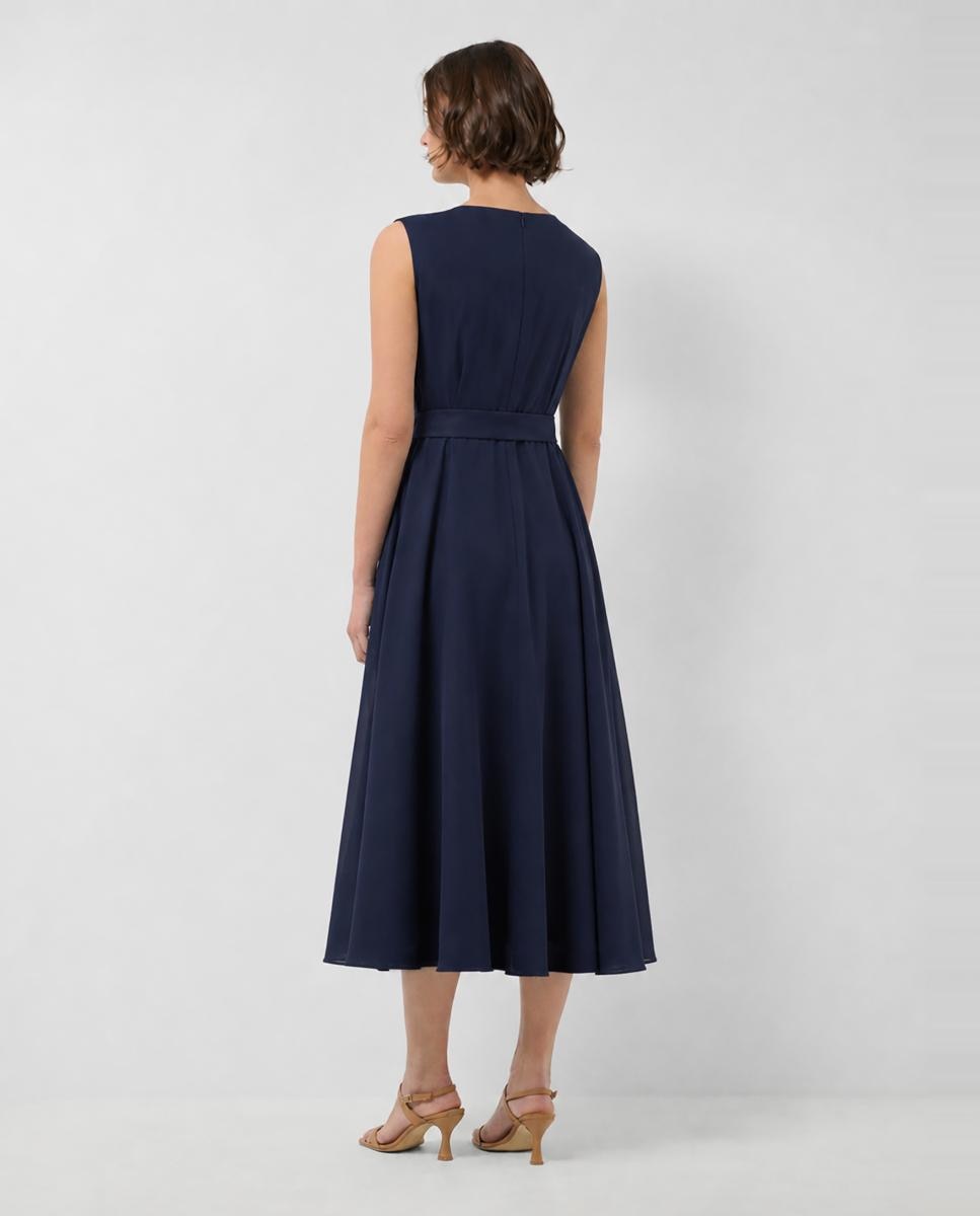 Vestido Camiseiro com Decote em Bico Azul-marinho-2