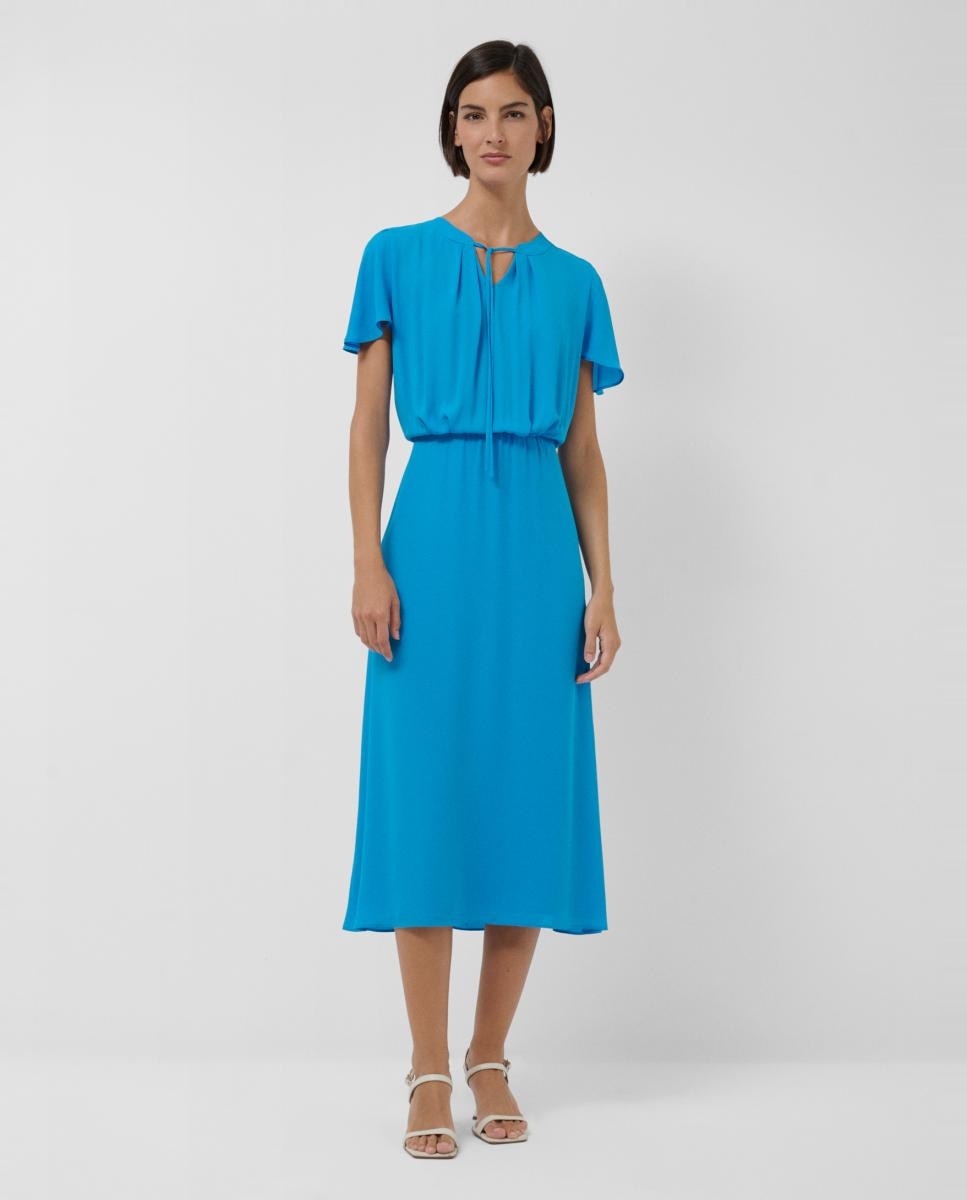 Imagem 0 de Vestido Midi Franzido com Manga com Capa