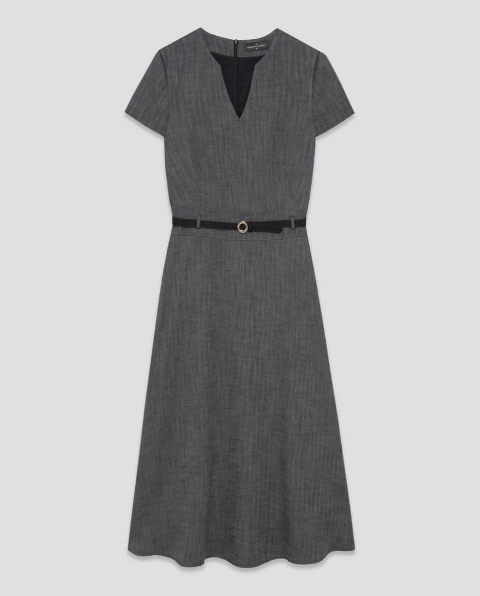 Vestido sin mangas midi espiga - Roberto Verino - Gris oscuro Gris oscuro-5