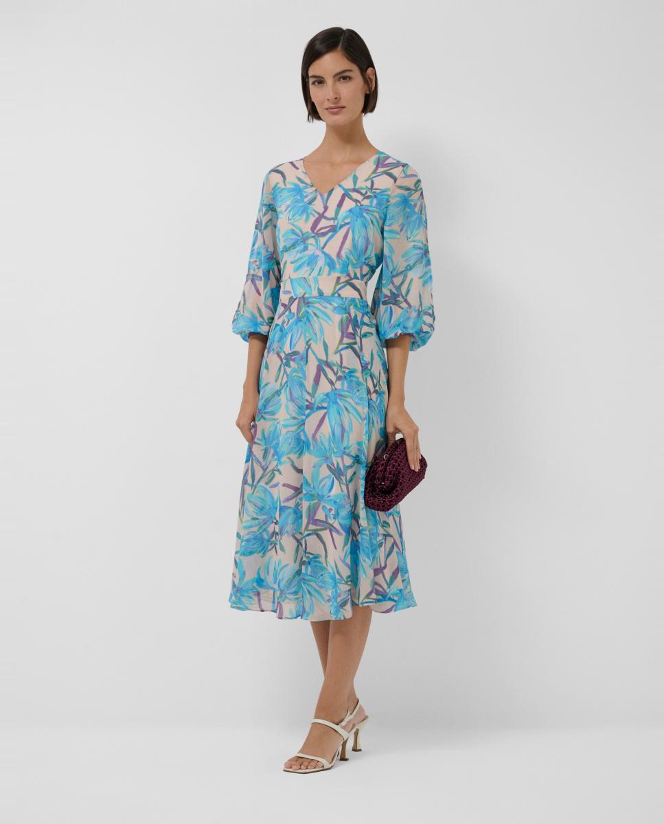 Imagem 0 de Vestido Midi Voile de Crepe com Manga Comprida e Estampado