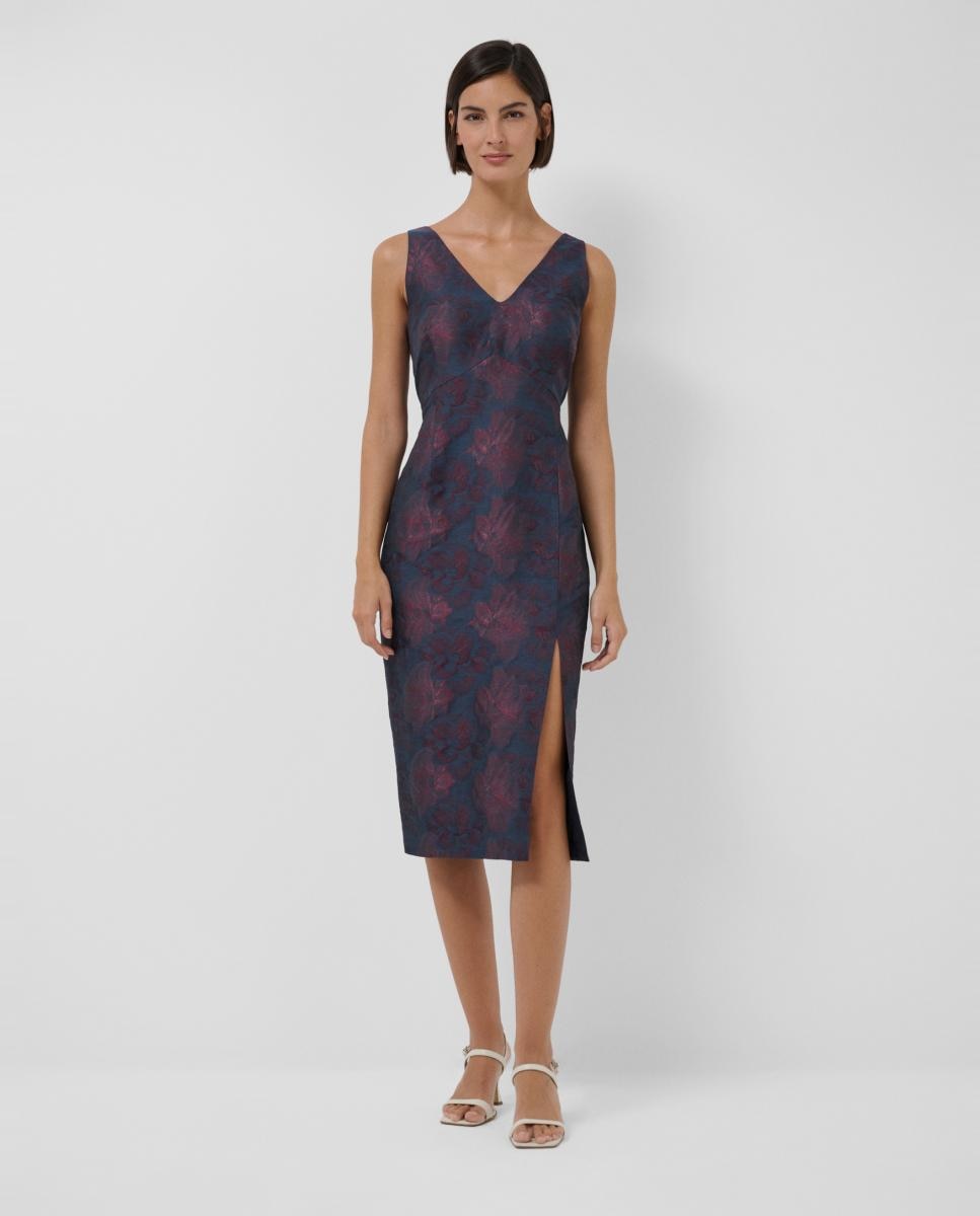 Imagem 0 de Vestido de Ganga sem Mangas e com Jacquard Floral