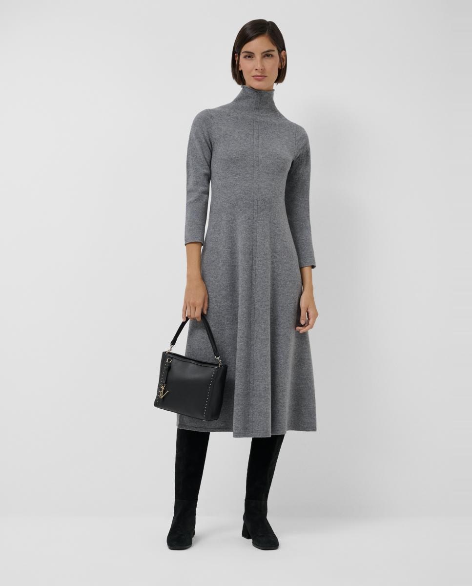Vestido midi manga larga punto - Roberto Verino - Gris Gris-1