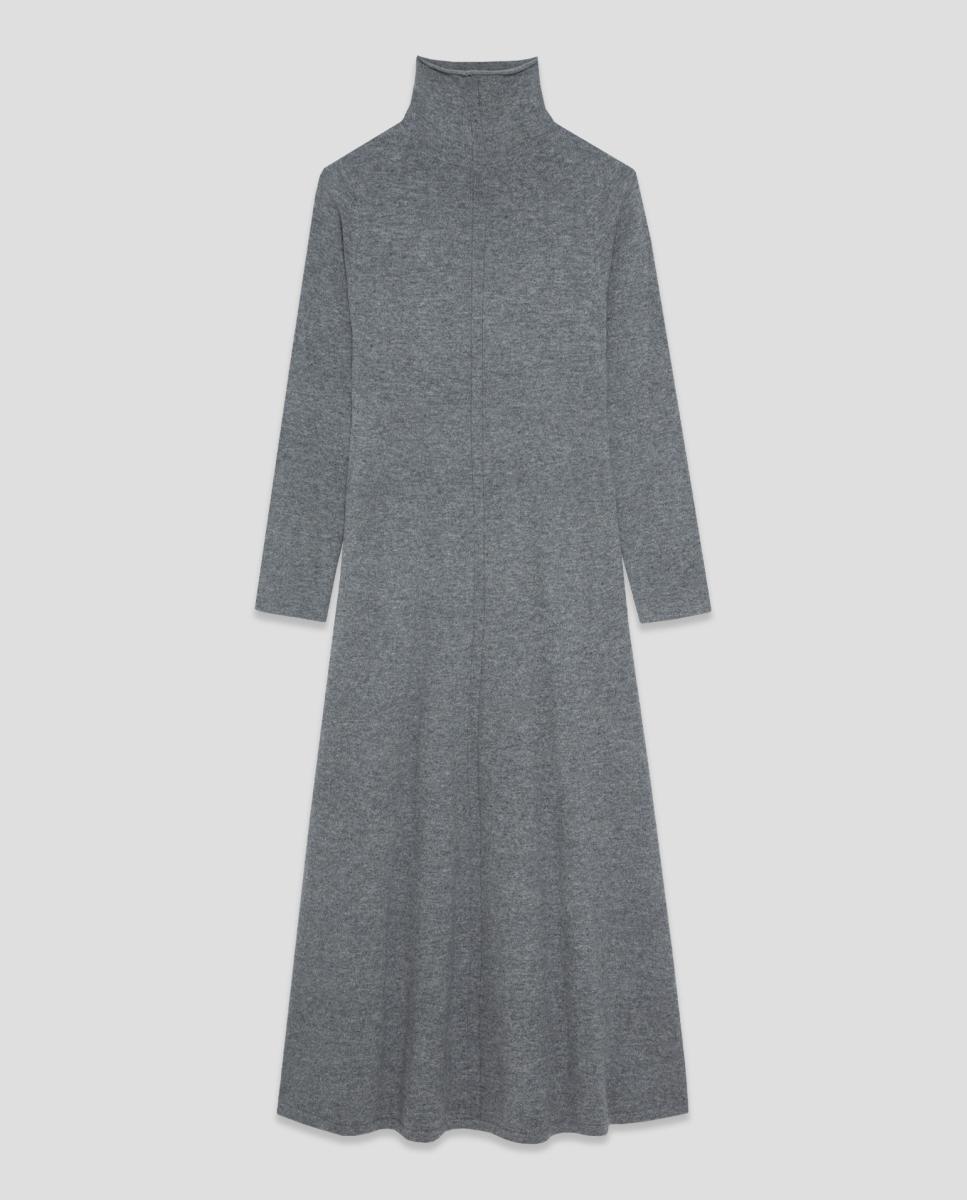 Vestido midi manga larga punto - Roberto Verino - Gris Gris-4