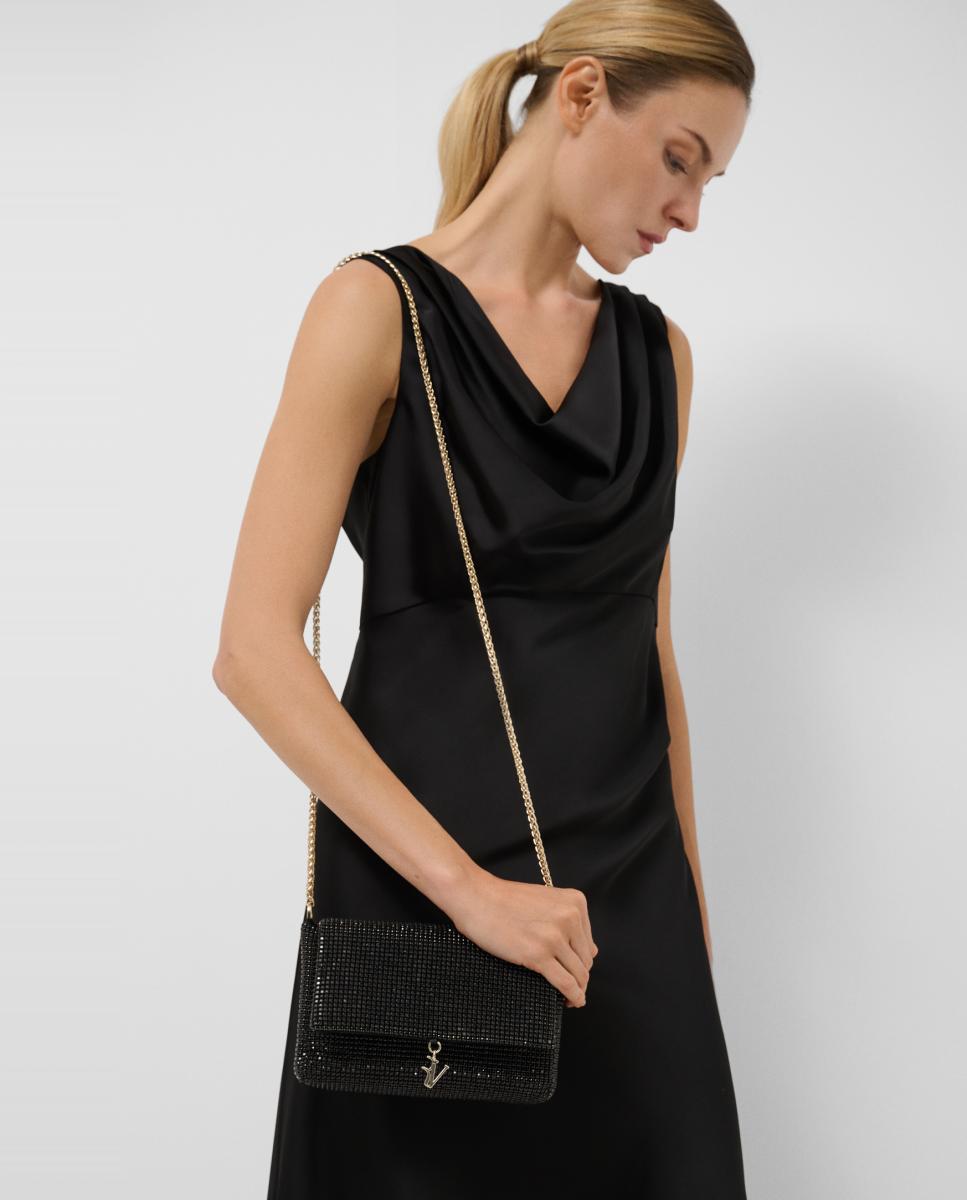 Vestido midi escote drapeado - Roberto Verino - Negro Negro-2