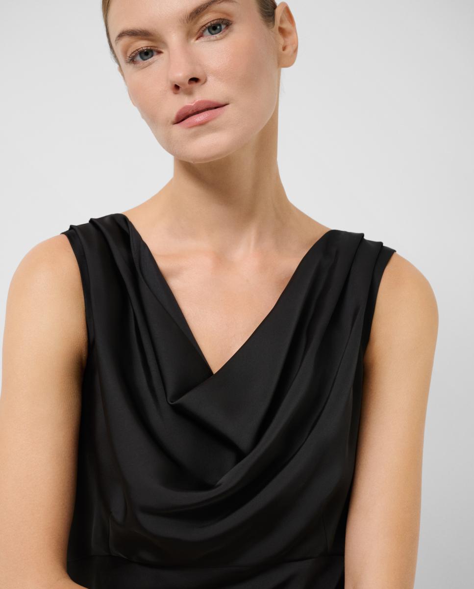 Vestido midi escote drapeado - Roberto Verino - Negro Negro-3