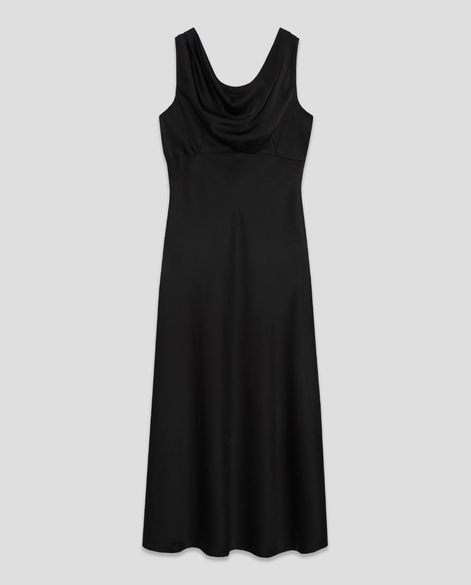 Vestido midi escote drapeado - Roberto Verino - Negro Negro-5