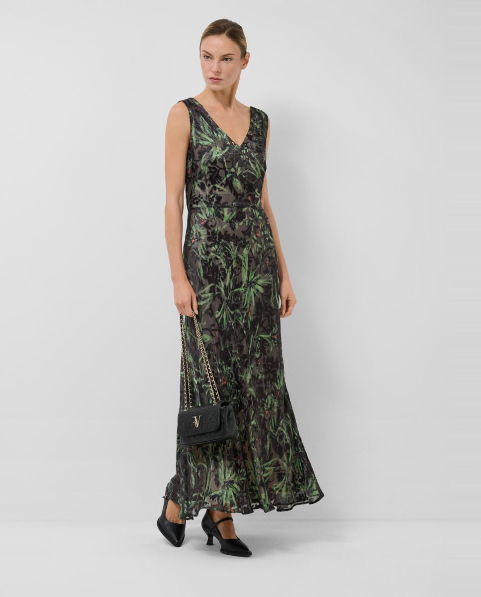 Imagen 0 de Vestido midi sin mangas terciopelo devoré Verde