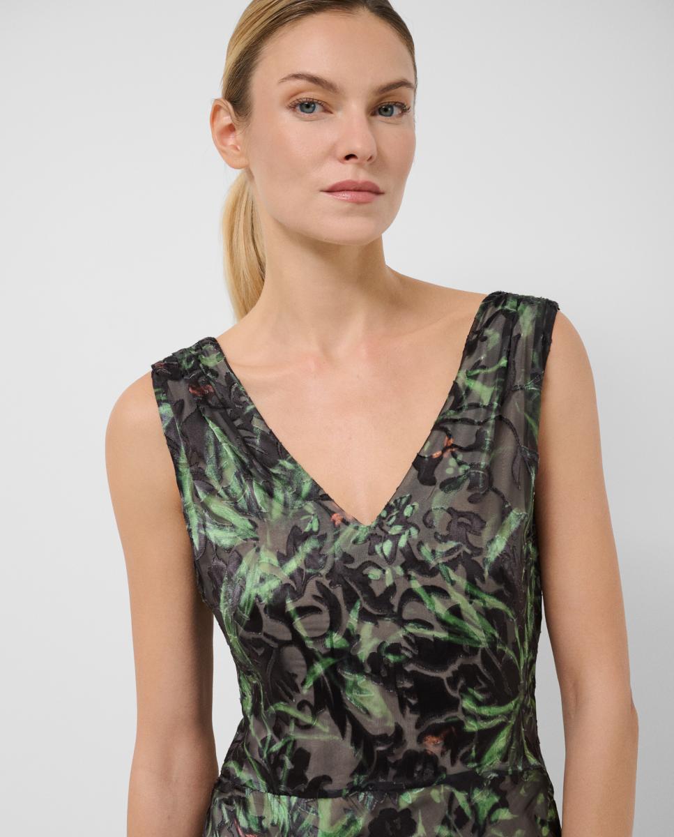 Vestido midi sin mangas terciopelo devoré - Roberto Verino - Verde Verde-2