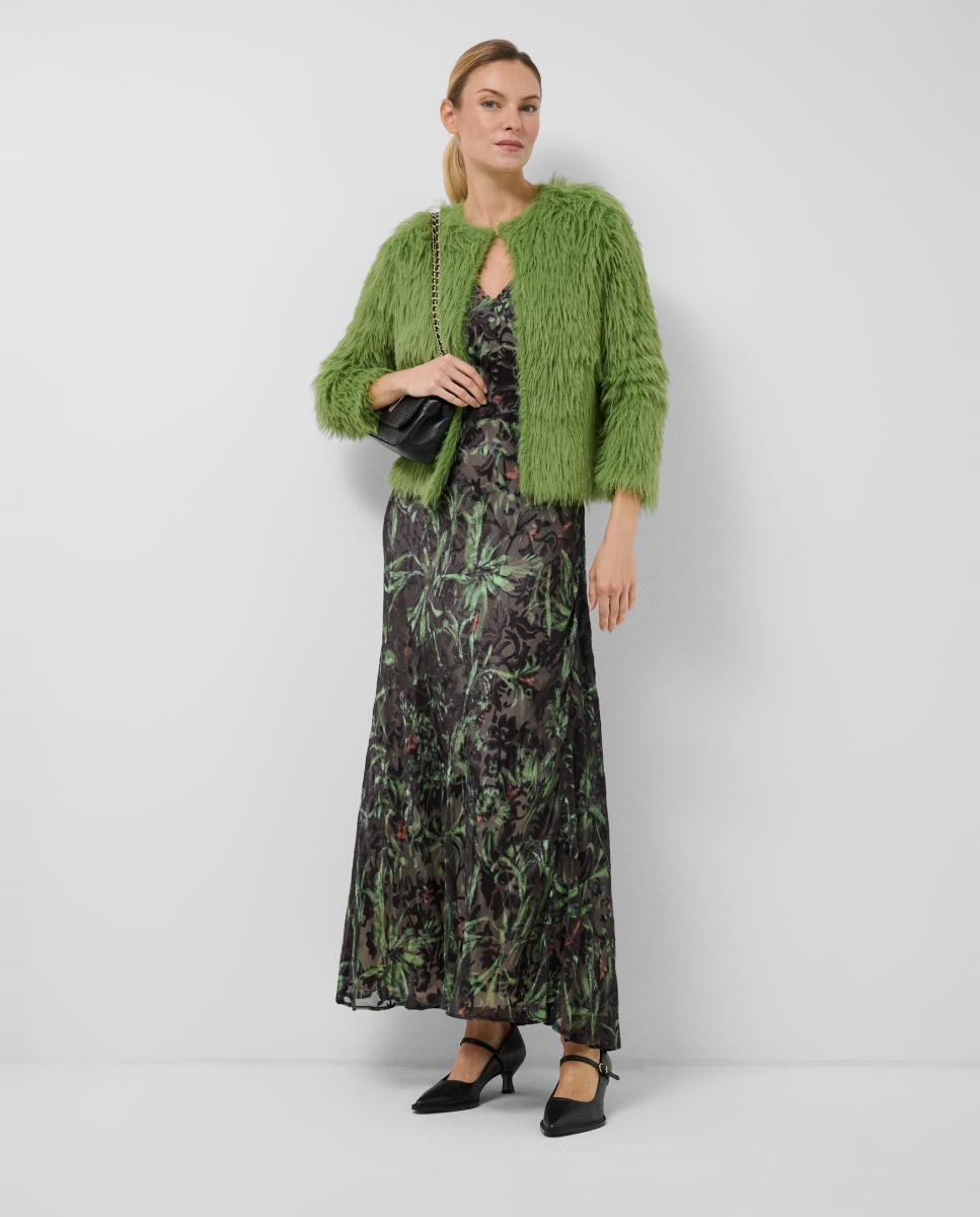 Vestido midi sin mangas terciopelo devoré - Roberto Verino - Verde Verde-4