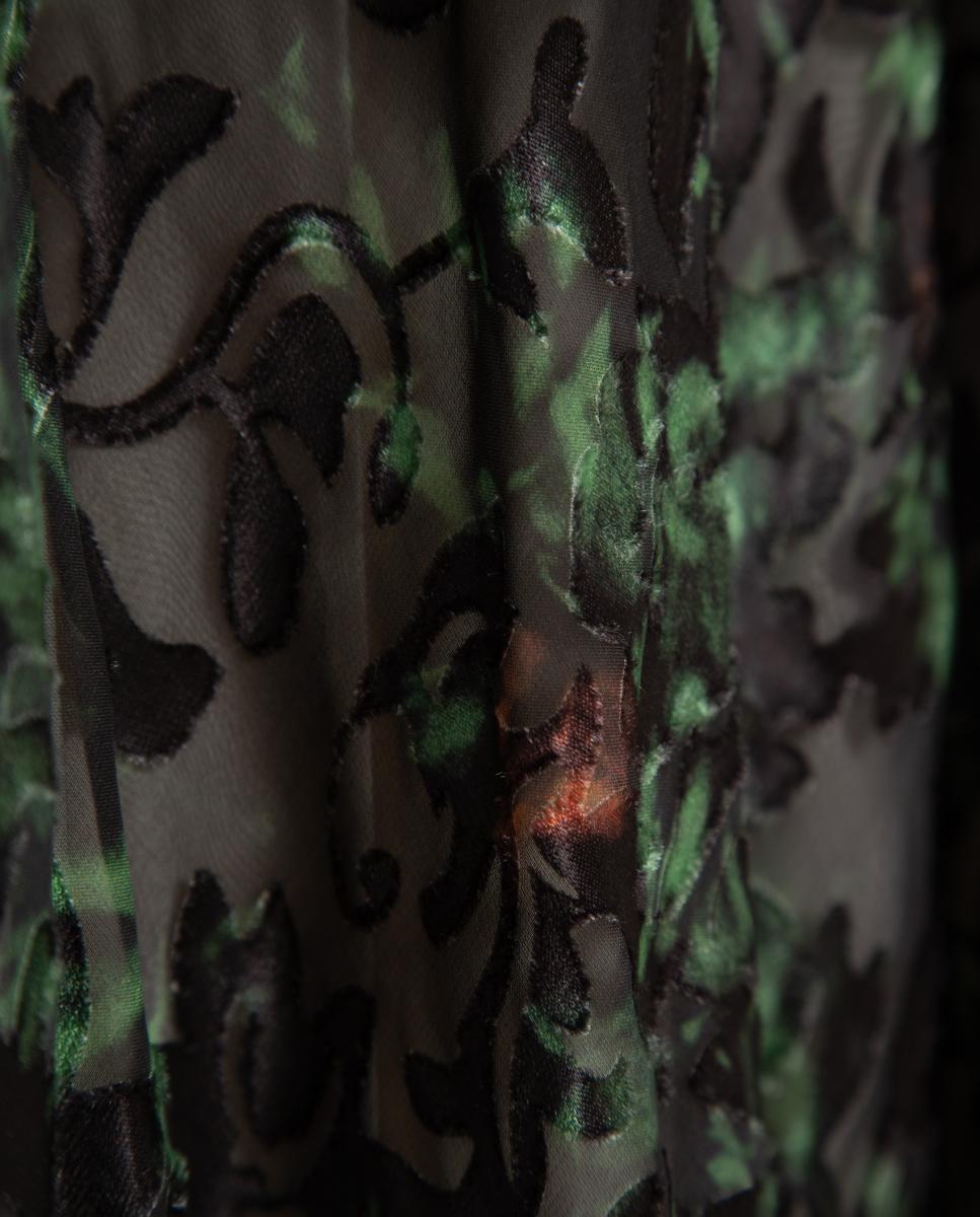 Vestido midi sin mangas terciopelo devoré - Roberto Verino - Verde Verde-6