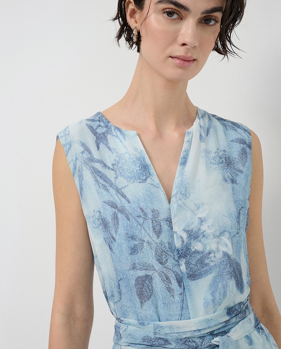 Vestido comprido sem mangas Azul-índigo-3