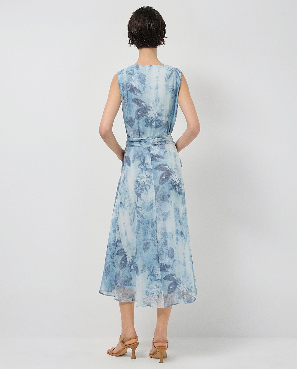 Vestido comprido sem mangas Azul-índigo-4
