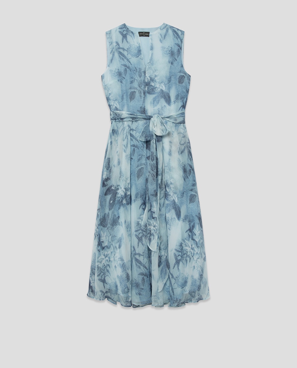 Vestido comprido sem mangas Azul-índigo-5