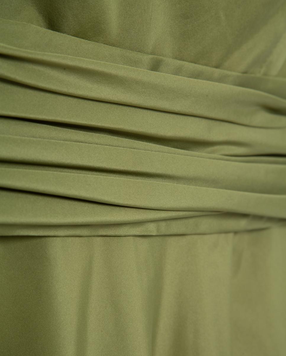 Vestido de Tafetá sem Mangas Verde-claro-5