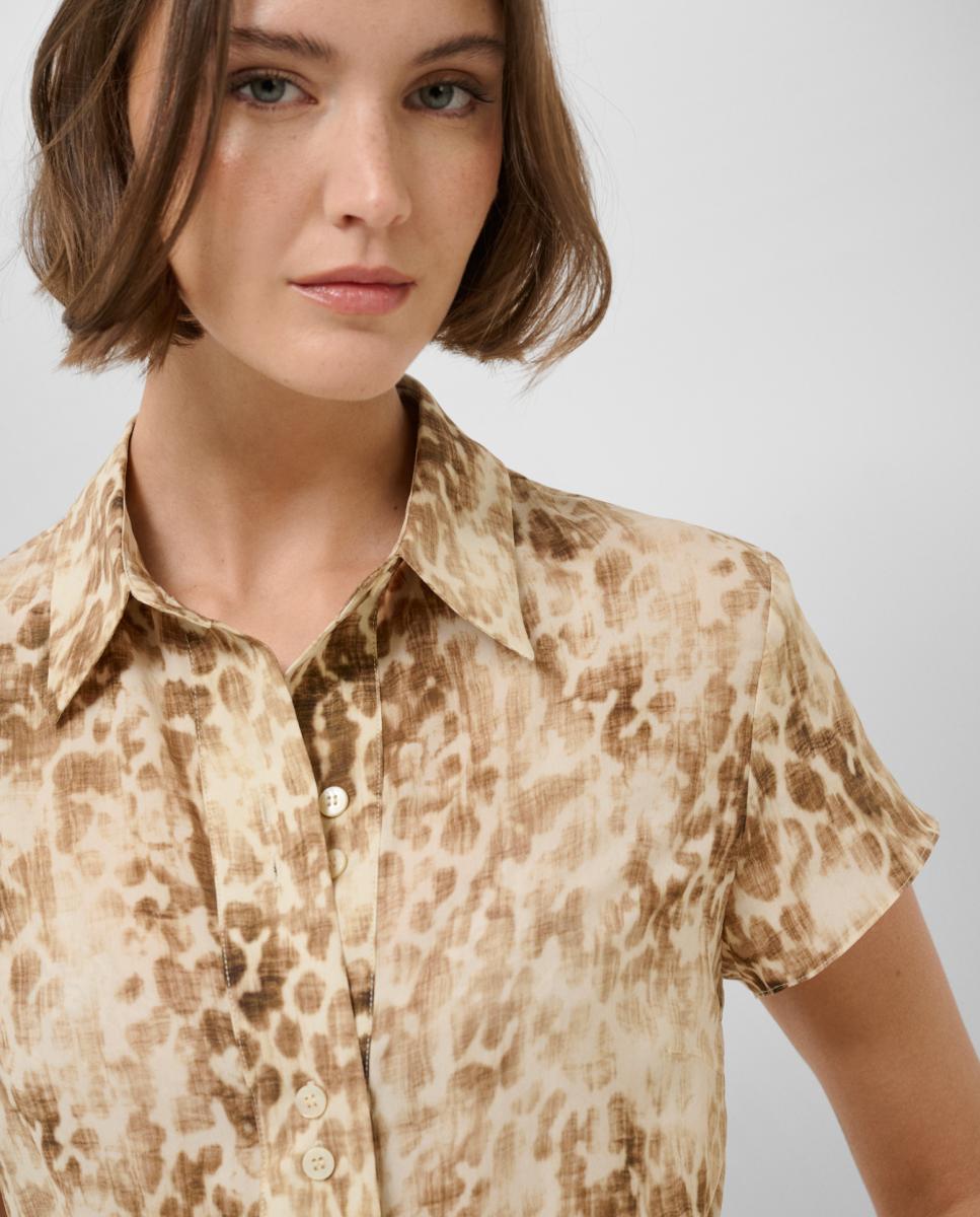Vestido camiseiro estampado Bege-3