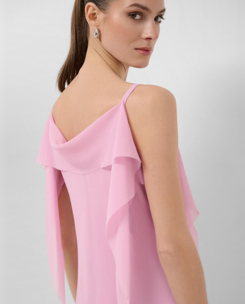 Vestido Comprido de Alças com Capa Rosa-claro-2