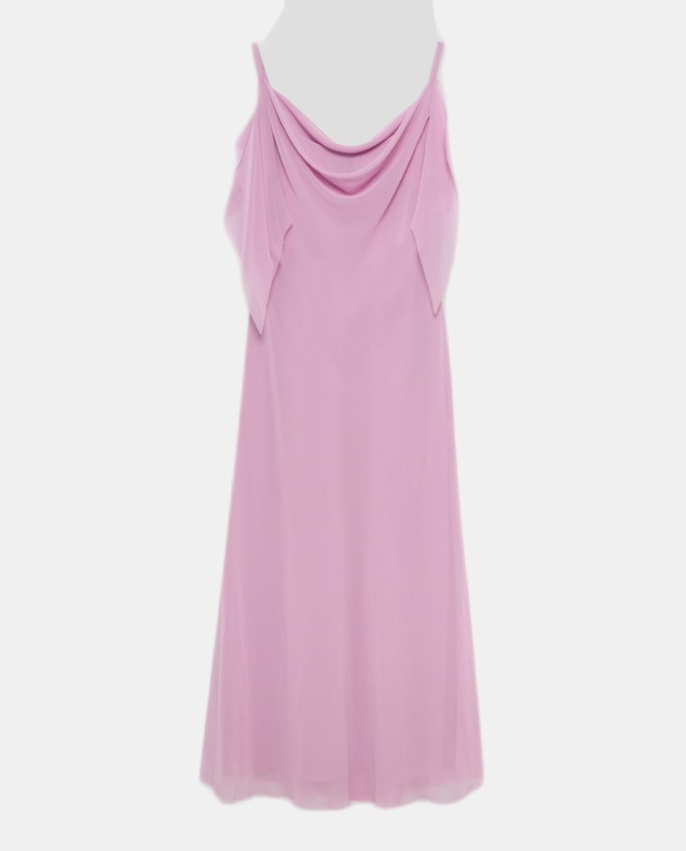 Vestido Comprido de Alças com Capa Rosa-claro-4