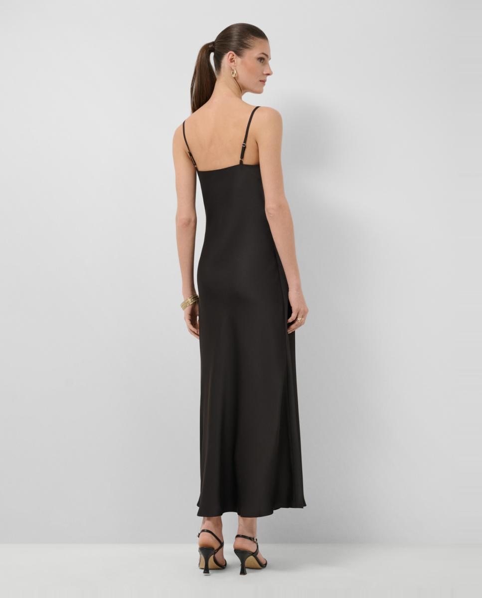 Vestido rendilhado de alças Preto-4