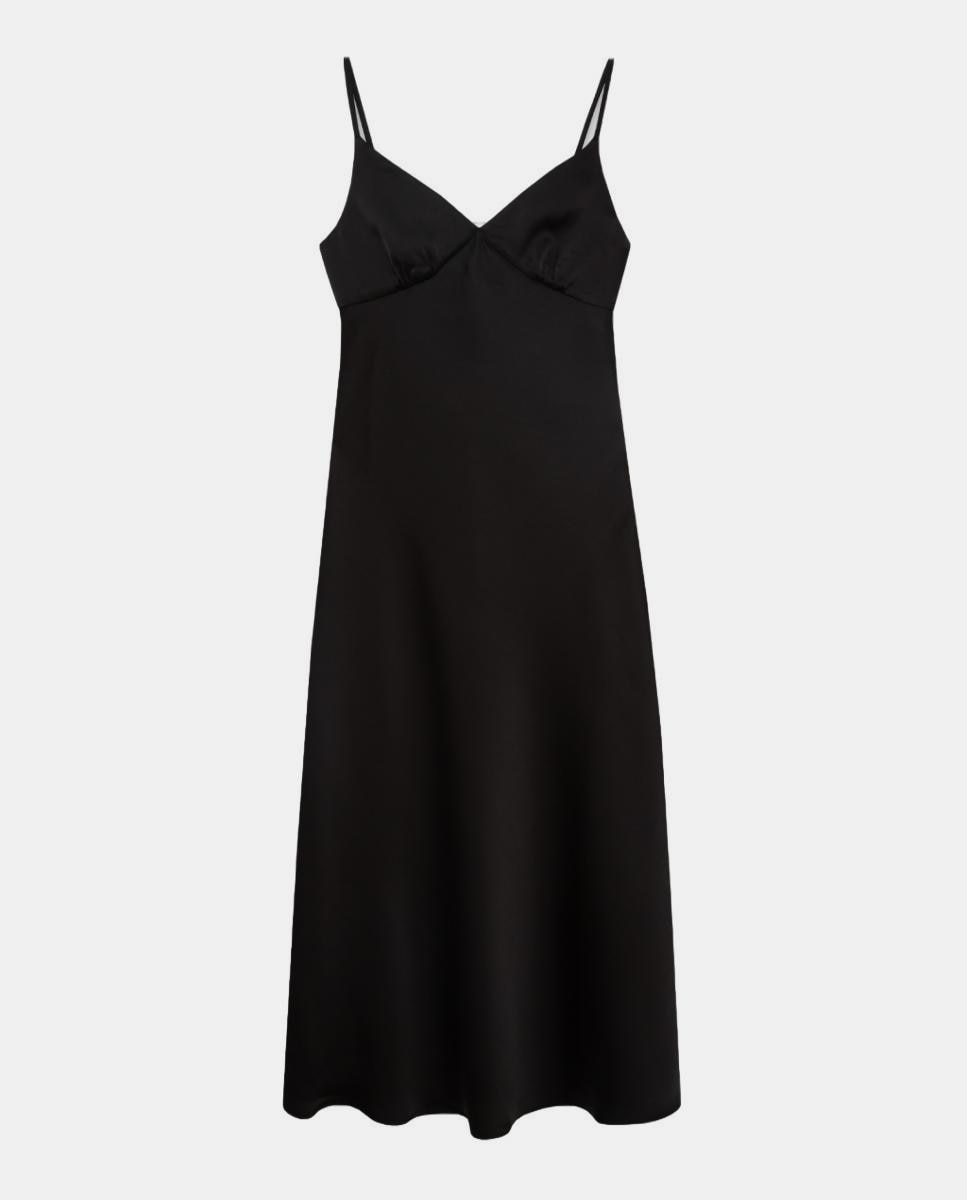 Vestido rendilhado de alças Preto-5