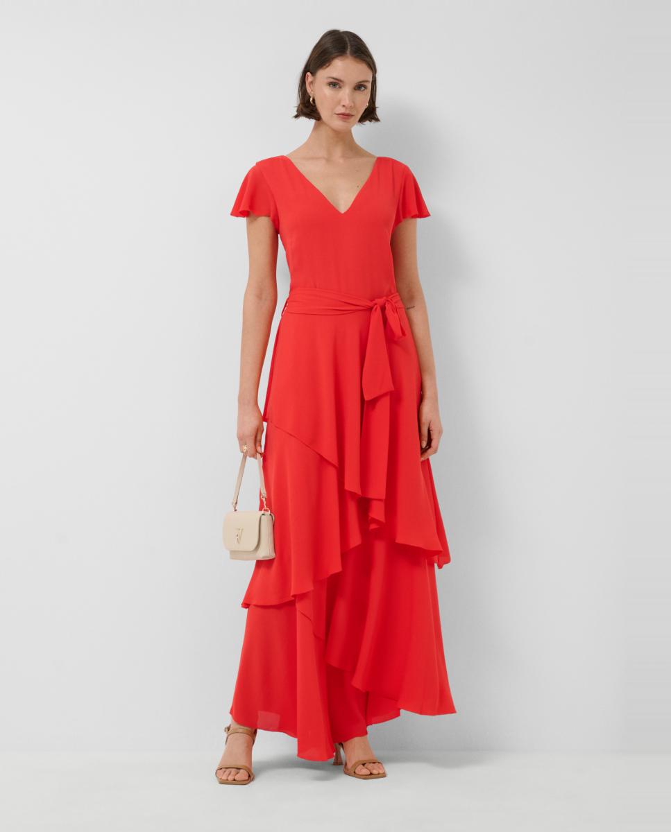 Imagem 0 de Vestido de Chiffon Fluida com Folhos