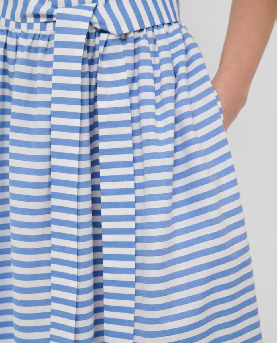 Vestido de Alças Cruzadas às Riscas Azul-índigo-2