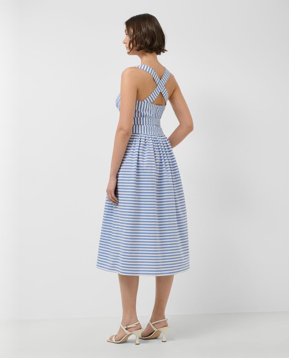 Vestido de Alças Cruzadas às Riscas Azul-índigo-4