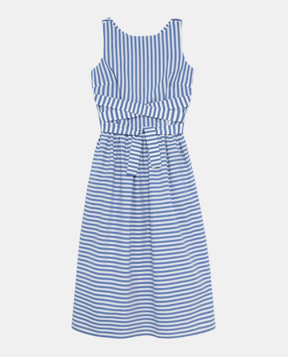 Vestido de Alças Cruzadas às Riscas Azul-índigo-5