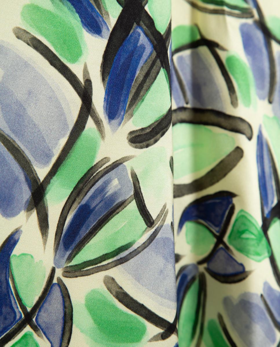 Vestido Evasê sem Mangas e com Estampado Verde-4
