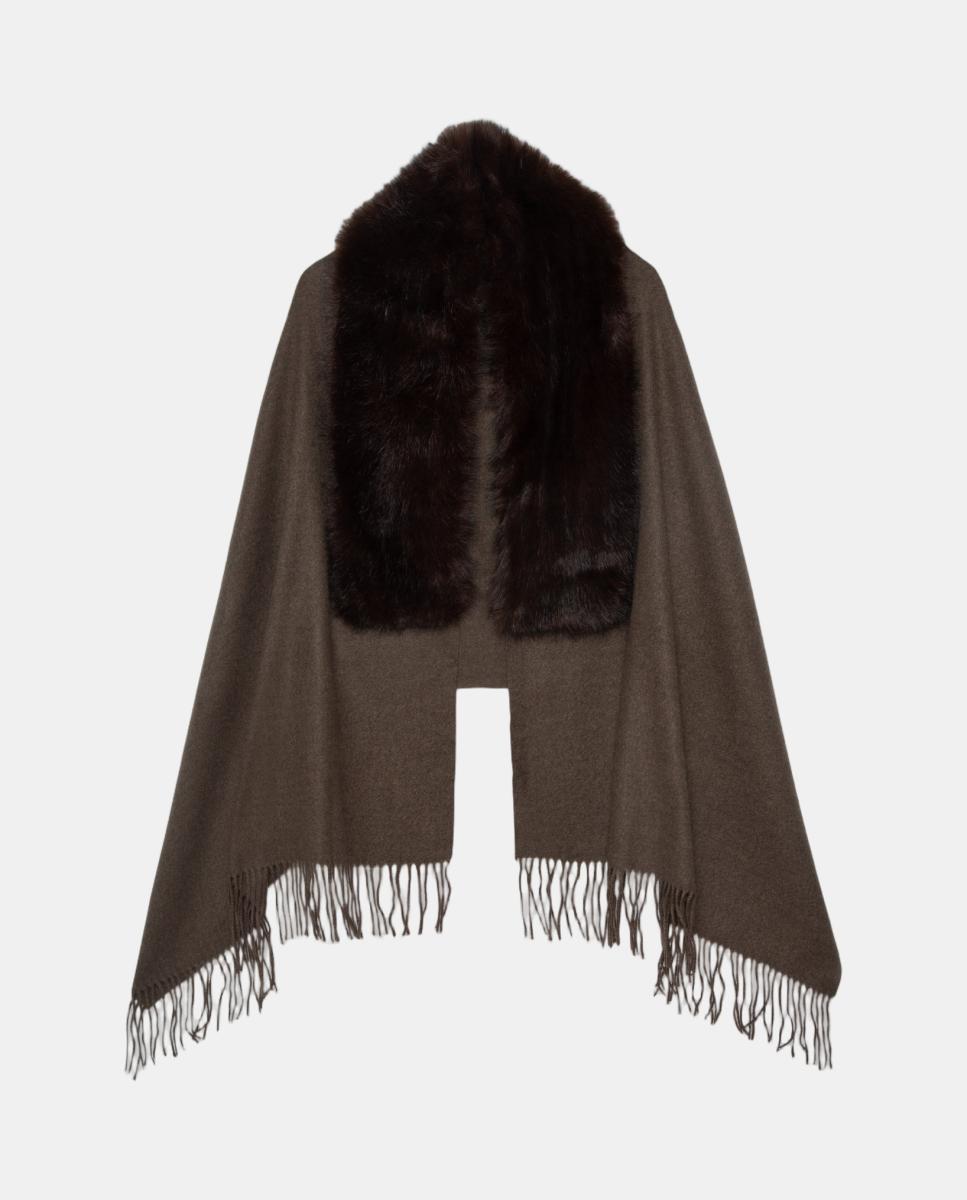 Maxi fular de mujer combinado con cuello suave - Roberto Verino - Marrón Marrón-1