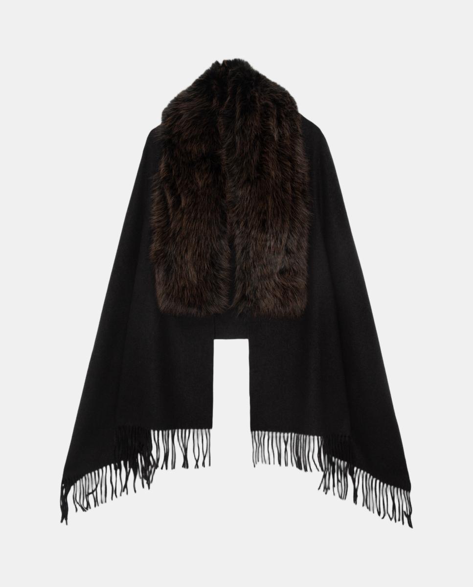 Maxi fular de mujer combinado con cuello suave - Roberto Verino - Negro Negro-1