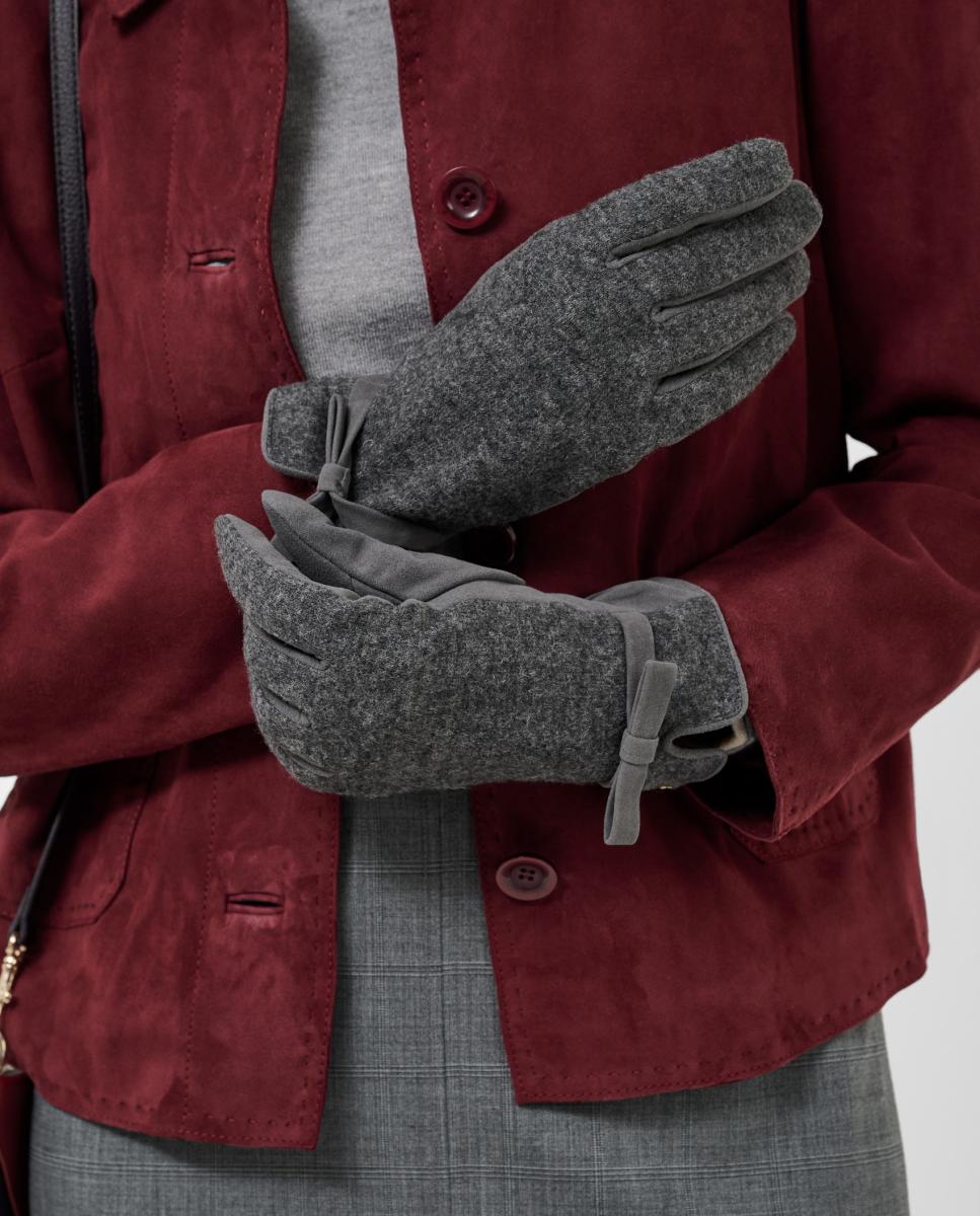 Guantes de mujer ante y piel - Roberto Verino - Gris oscuro Gris oscuro-3