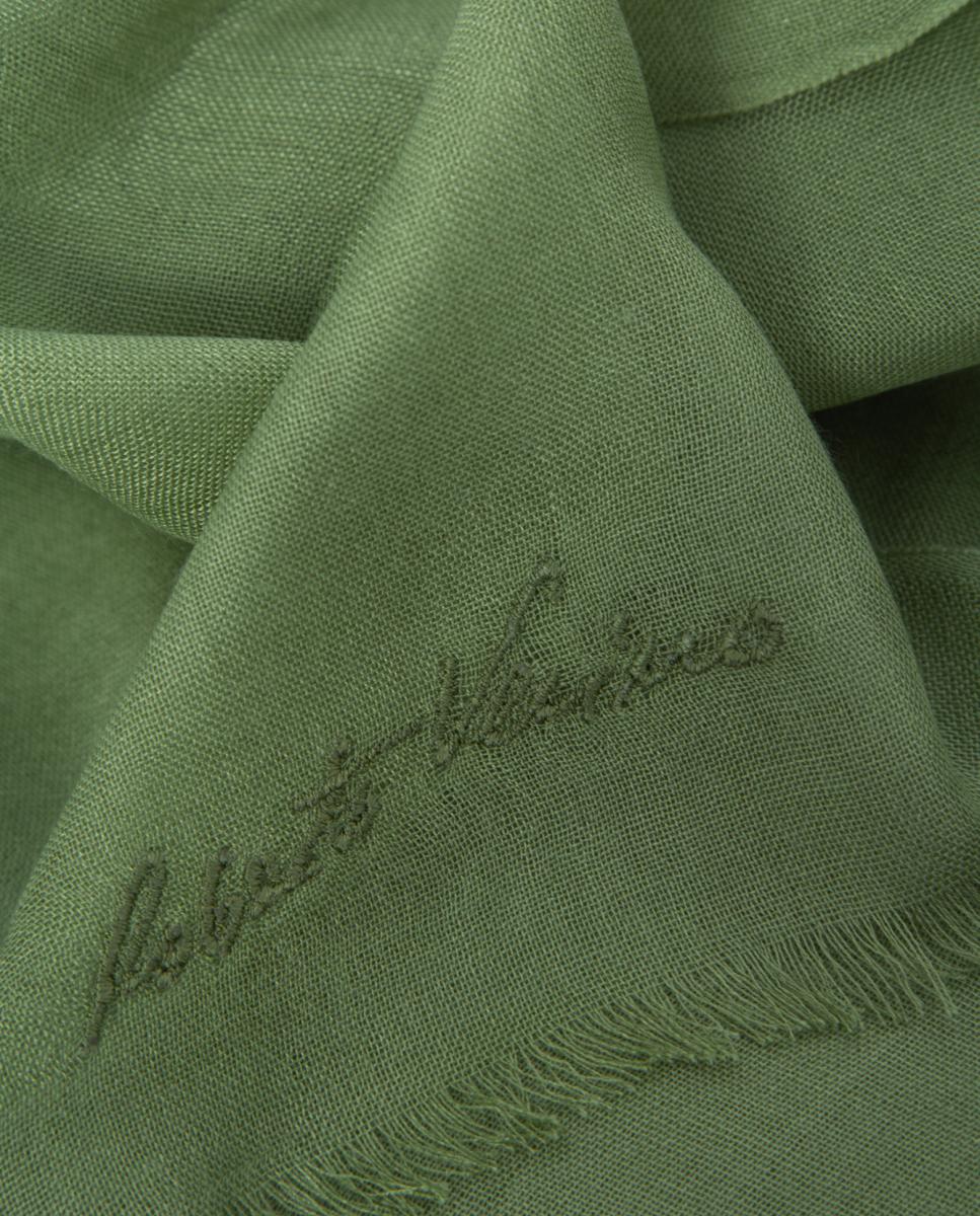 Écharpe de Modal com Assinatura Bordada Verde-claro-2
