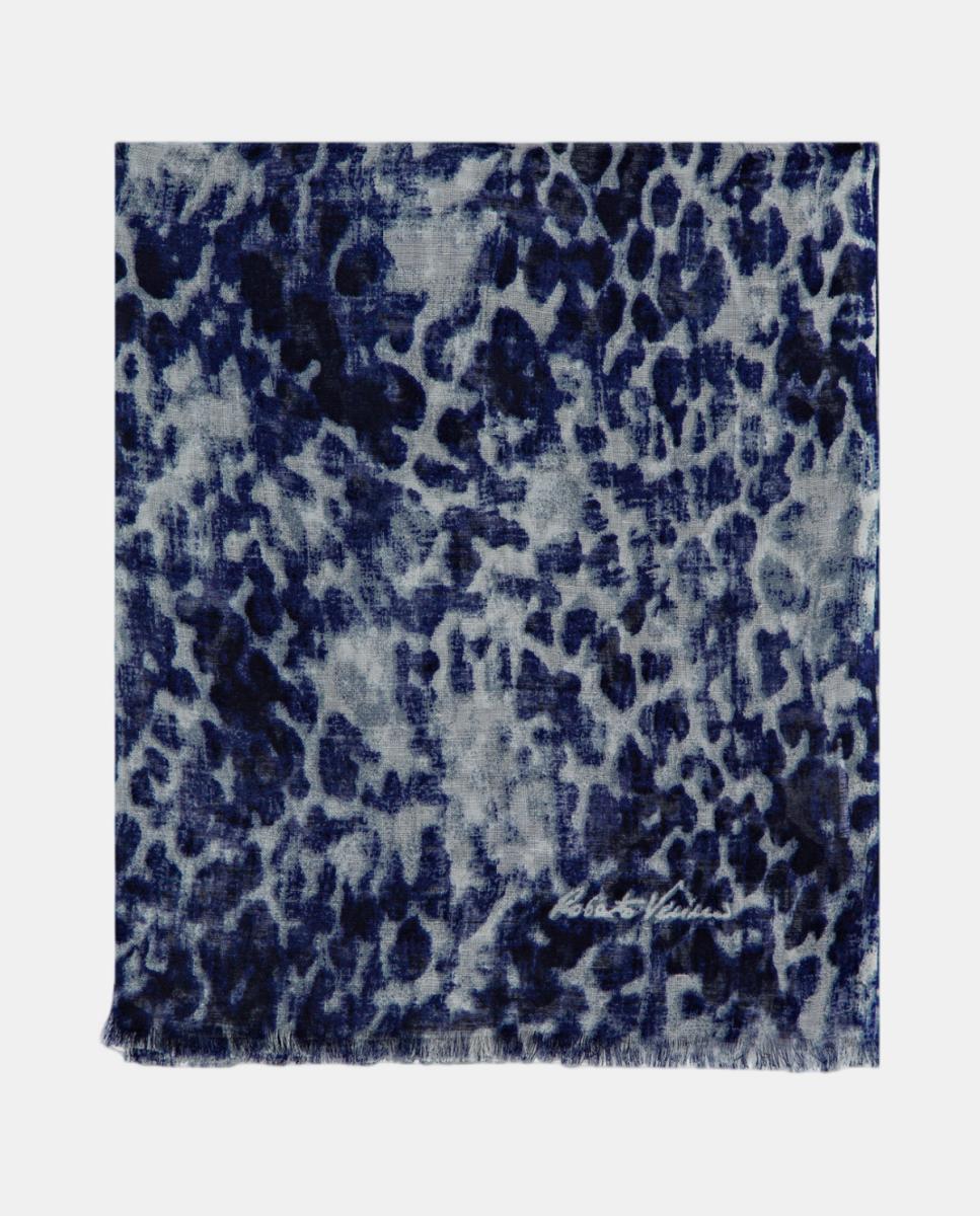 Imagem 0 de Écharpe em Mistura de Algodão, Modal e Linho com Animal Print