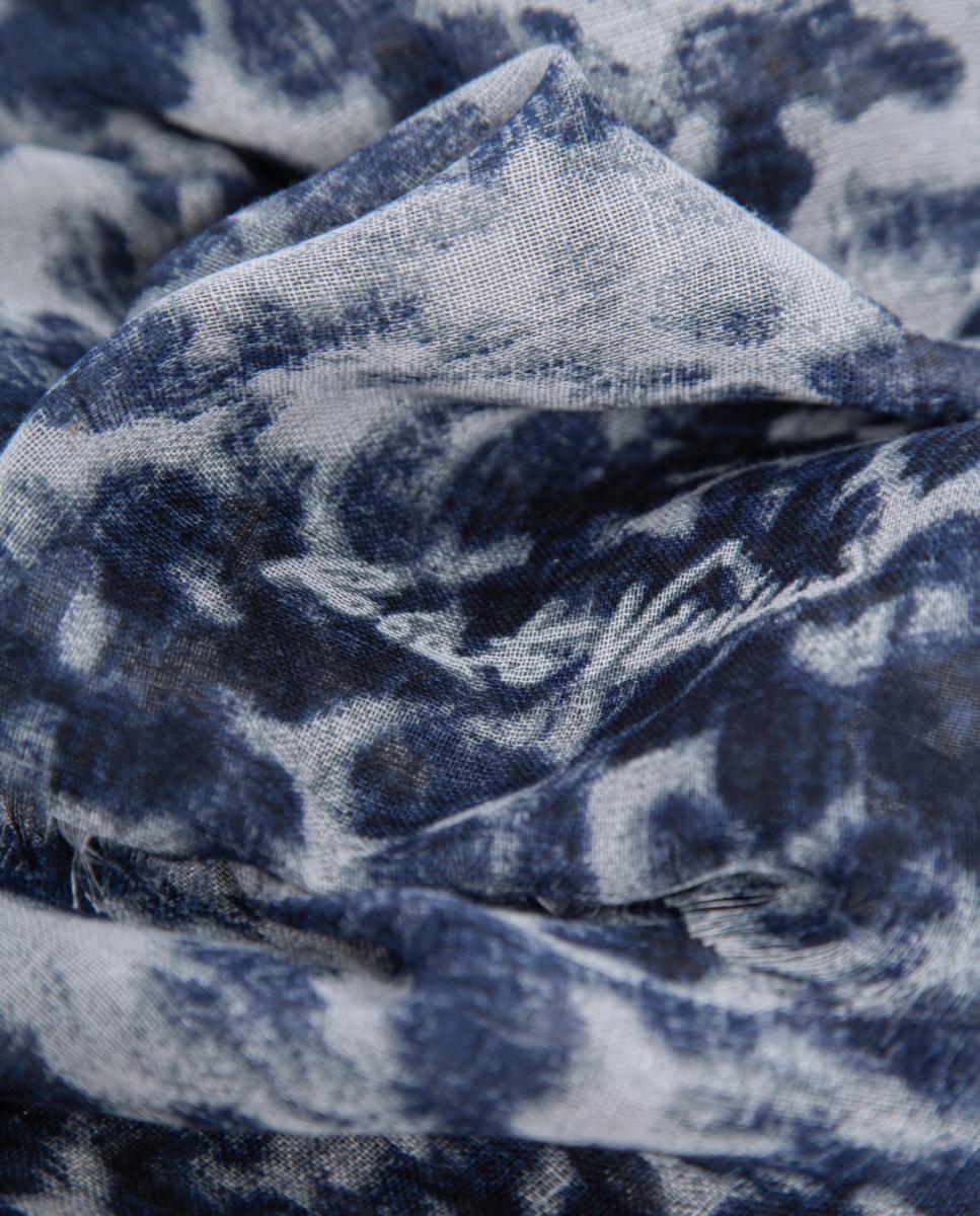 Écharpe em Mistura de Algodão, Modal e Linho com Animal Print Azul-claro-3