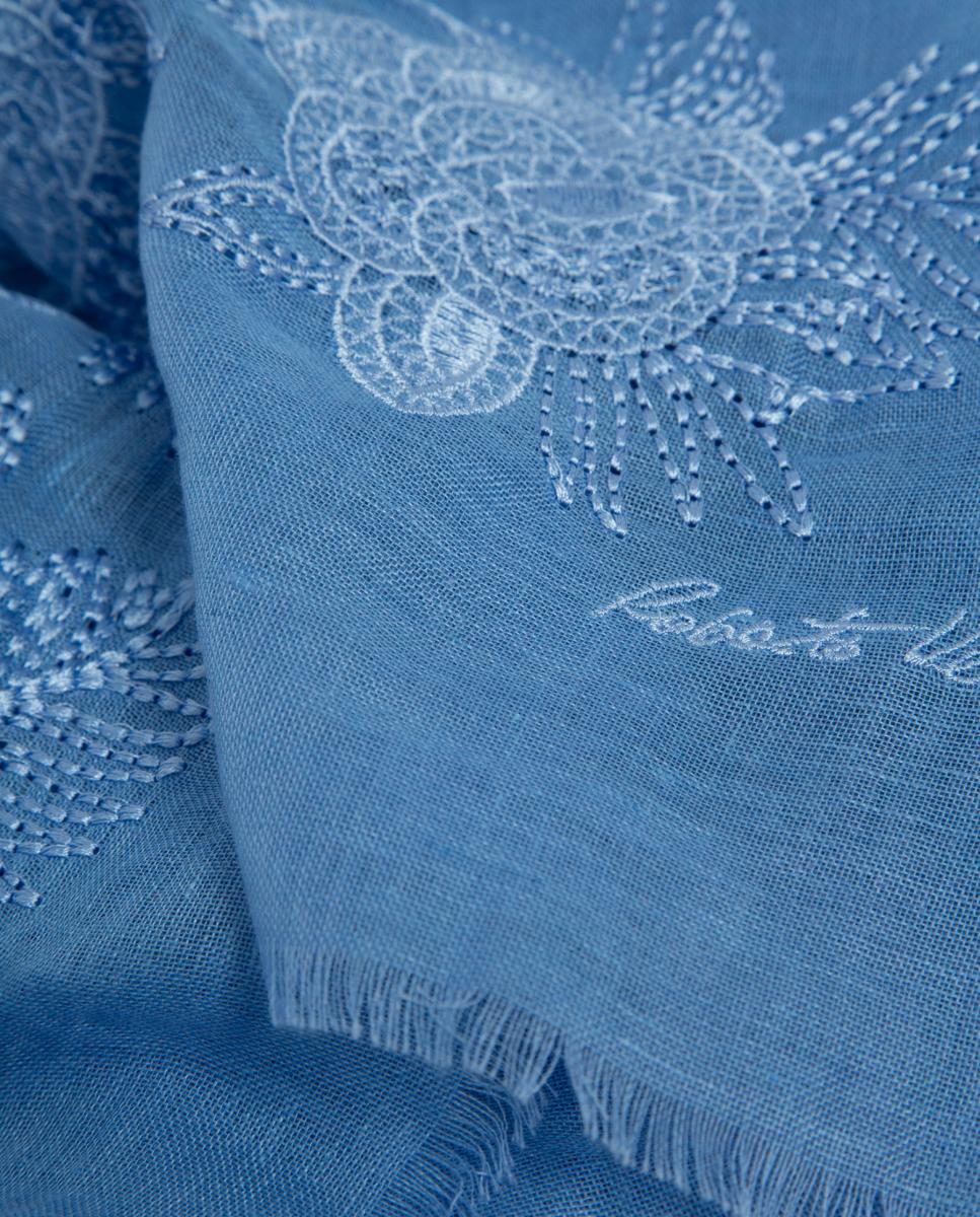 Écharpe com Estampado Floral Azul-claro-2