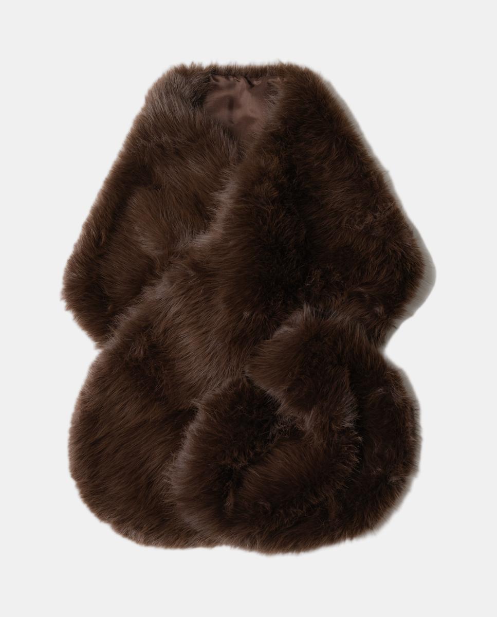Estola de mujer cruzada efecto pelo - Roberto Verino - Marrón Marrón-1