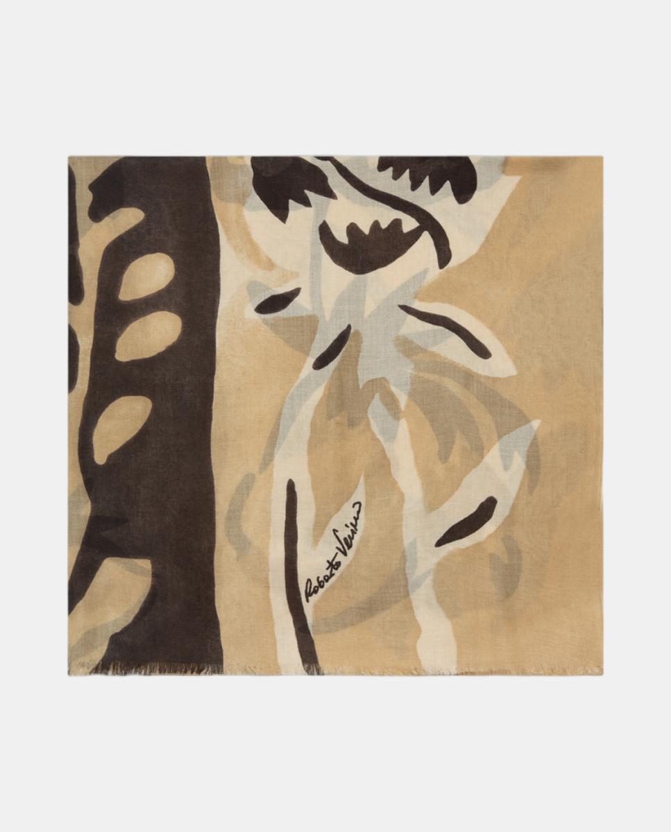 Fular de mujer lana y modal abstracto - Roberto Verino - Marrón Marrón-1