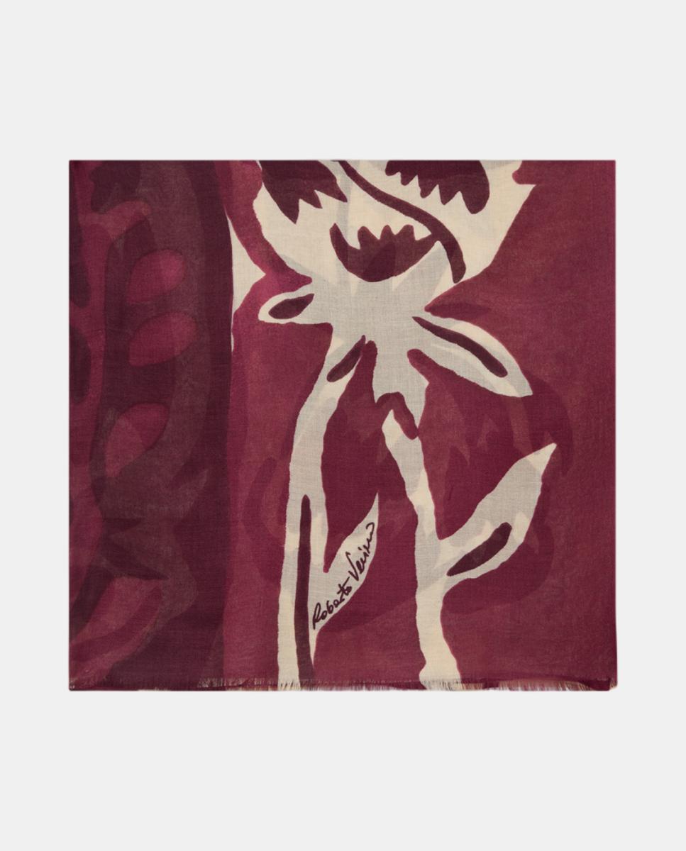 Fular de mujer lana y modal abstracto - Roberto Verino - Granate Granate-1