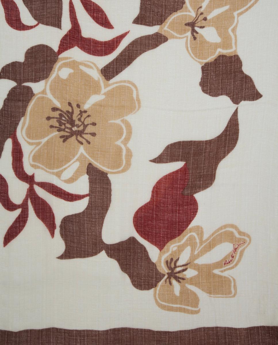 Écharpe de Lã com Desenho Floral Multicolor-3