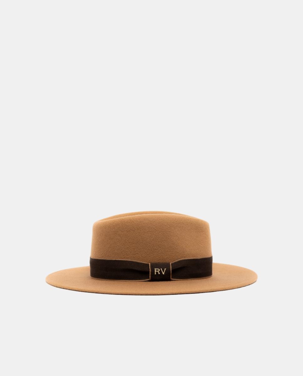 Sombrero de mujer fedora en fieltro - Roberto Verino - Marrón claro Marrón claro-1