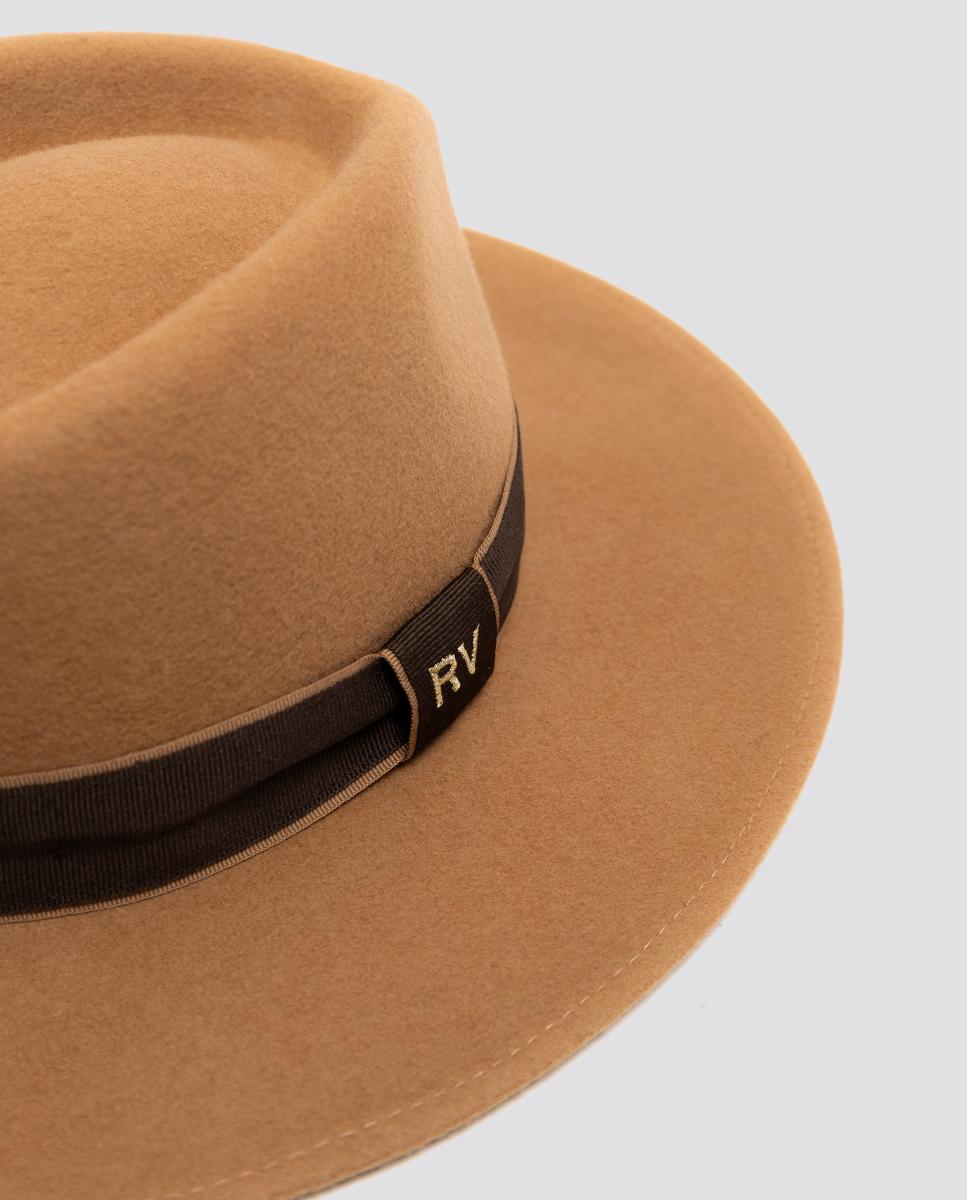 Sombrero de mujer fedora en fieltro - Roberto Verino - Marrón claro Marrón claro-2