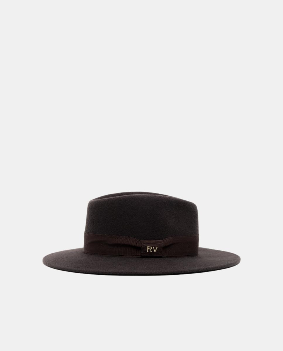 Sombrero de mujer fedora en fieltro - Roberto Verino - Marrón Marrón-1
